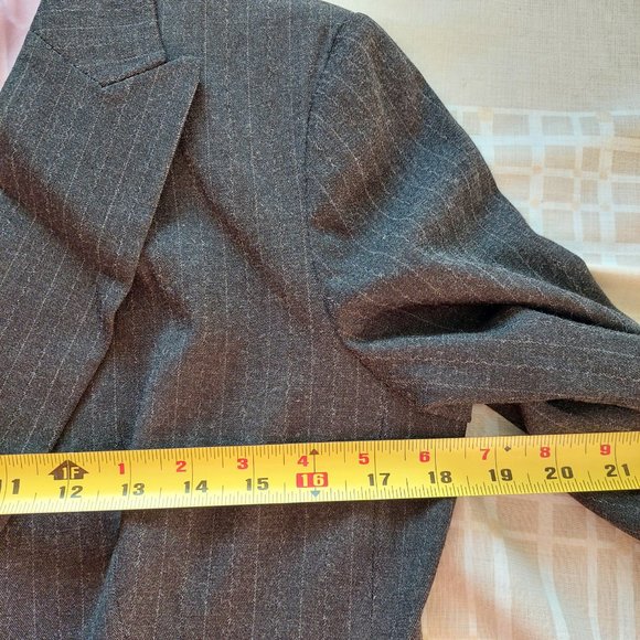 Van Heusen Gray Business PinStripe Stretchy Pants Blazer Suit Set, Sz S - Picture 6 of 12